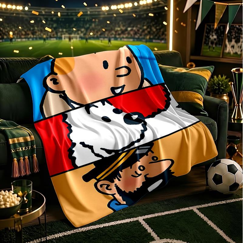 Tintin's Adventure City Blanket Lightweight Flannel Bedding Blanket Perfect for Travel, Camping, Living Rooms, Offices, Sofas, Fan Christmas gift