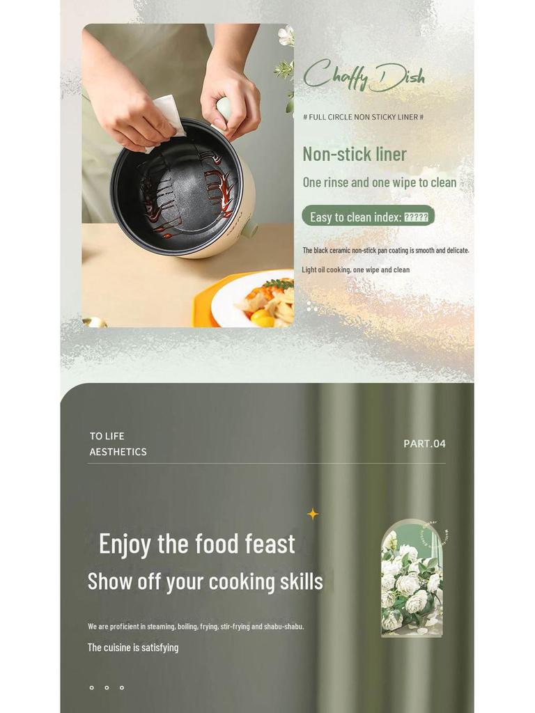 Mini Electric Cooker: Non-Stick Pot for Dorm Cooking, Stir-Fry, and Noodles – Compatible with UK & EU Standards