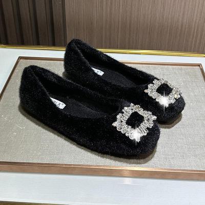 2025 Women's Winter Furry Velvet Loafers - Warm Slip-on Bean Shoes for Moms