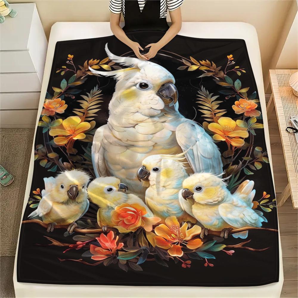 1Pc Eagle Bird Family Print Flannel Blanket, High Quality Comfortable for All Seasons, Home Decor, Warmth and Comfort, Perfect for Christmas Gifts