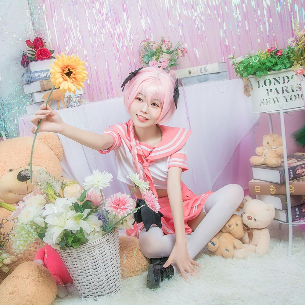 Fate/Apocrypha Servant Astolfo Cosplay Costume Woman Sailor Suit Pink Skirt Suit Girl Cute JK Uniform Suit Anime Party Costumes