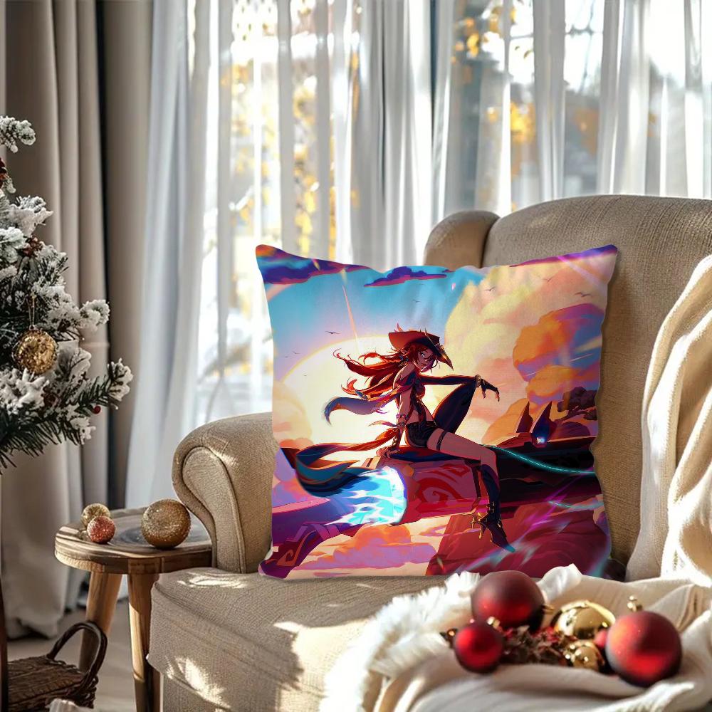 Game Genshin Impact Chasca Pillow Case Square Pillow Bedroom Sofa Leisure Comfort Cushion Car Living Room Home Decoration 40X40