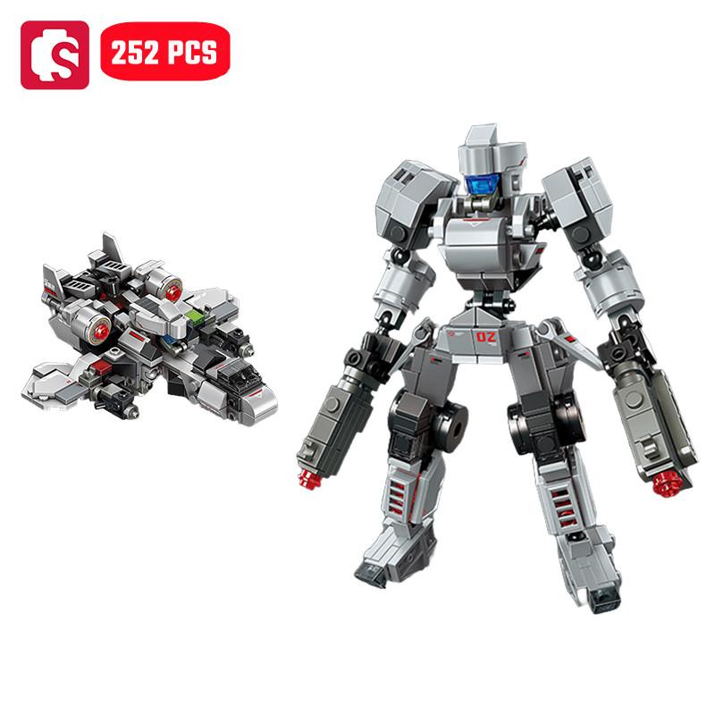SEMBO Transforming Mech Assemblage Building Block MOC Robot Model Bricks Car Construction Set Kids Toys for Boys Birthday Gifts