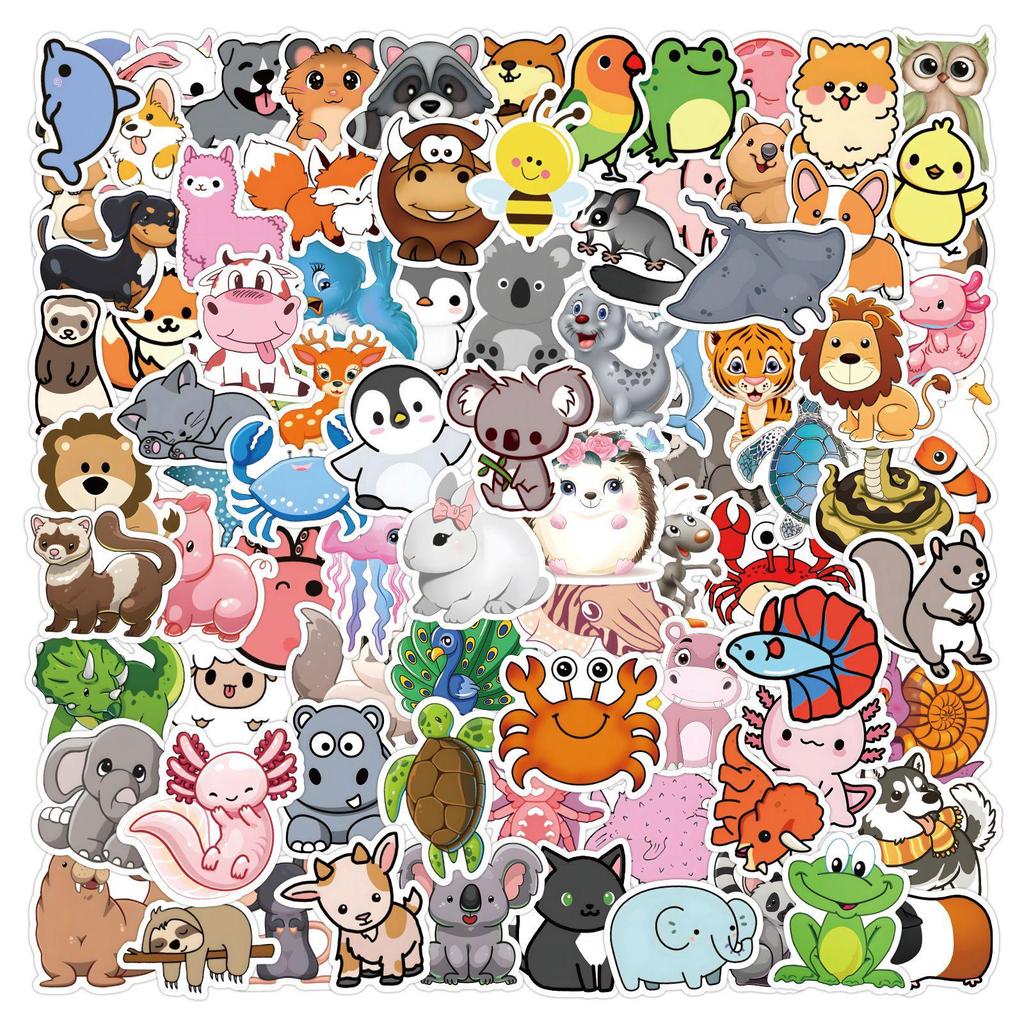 Cute Animal Doodle Stickers: 120 Sheets for Kids' DIY Journals & Stationery