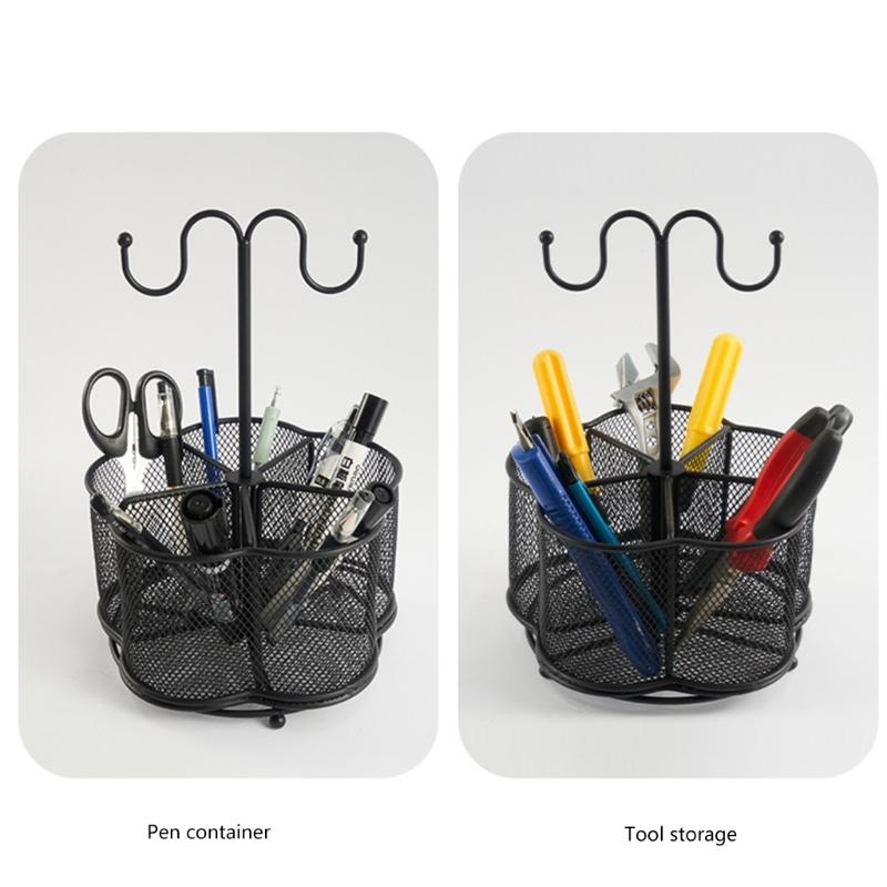 Multifunctional Office Desk Organisers Pen Holder with Keychain Hook, Mesh Pen Holder Space Saving Desk Pen Organiser