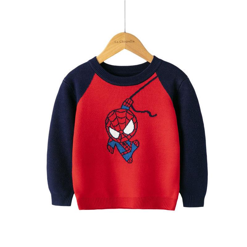 Children's New Autumn/Winter Double-Layer Knitwear Boys' and Girls' Warm Knitted Sweaters Pullover Cartoon-Printed Sweaters Base Layer Sweaters