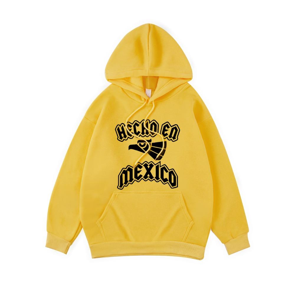Hecho Ed Mexico Letter Printing Hoodies Womens Basics Sporty Hoody Fleece Warm Soft Sweatshirt Woman Sportswear