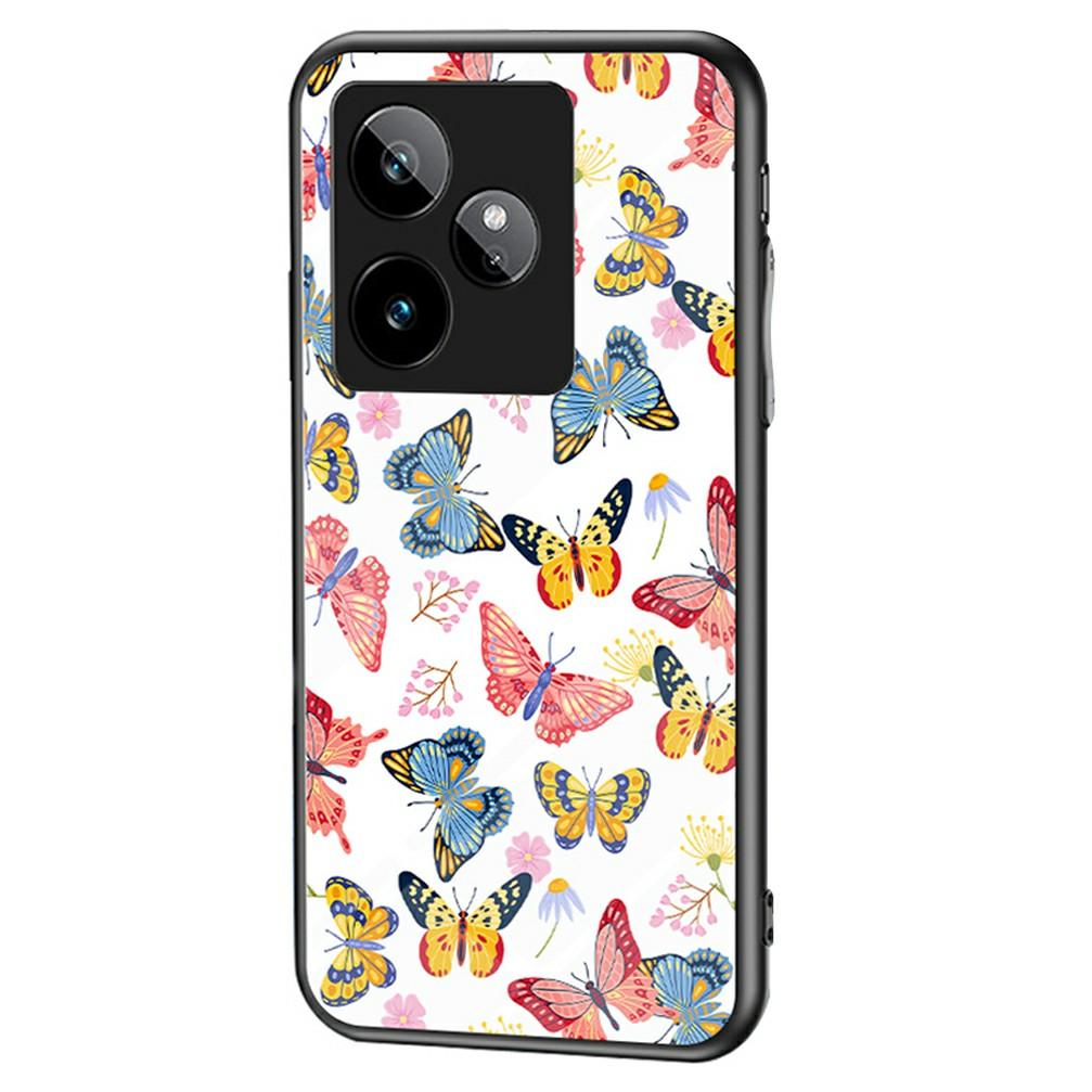 For Realme GT 7 5G Case Butterfly Pattern TPU+Tempered Glass Protective Phone Cover