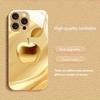 Or de Luxe Motif Apple Peinture Métallique Verre Coque de Téléphone Pour iPhone 17 16 15 14 13 12 11 Pro Max 15 Plus 17 Air 16E Housse