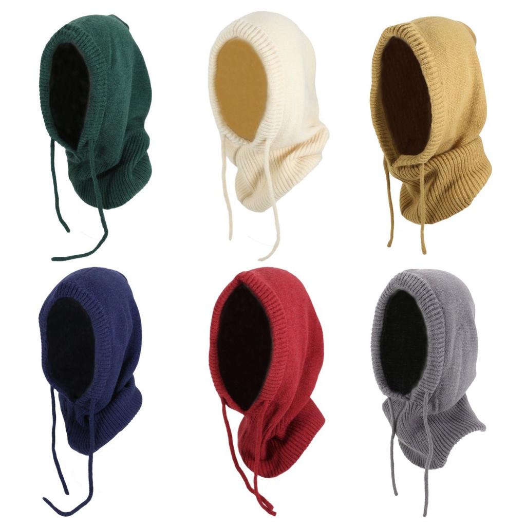 Hot-selling knitted balaclava hat drawstring extended version outdoor windproof warm hat soft big head circumference