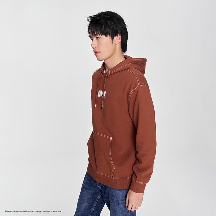 Lee X Basquiat Collaboration SS24 Comfortable Embroidered Logo Hoodie Men hoodies Brown LMT006910CST00FA05168