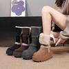 Damesko stor størrelse polstret tykkere vinter varm pels en snøstøvler polstret fôr ankelstøvletter sklisikker fottur sport bomullsstøvler