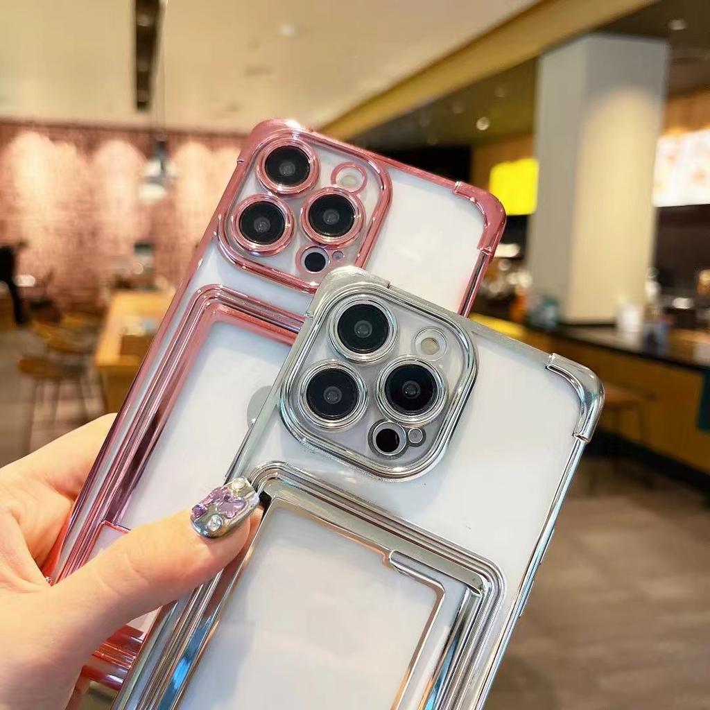 New Electroplated Card Insert Phone Case for iPhone 11/12/13/14/15