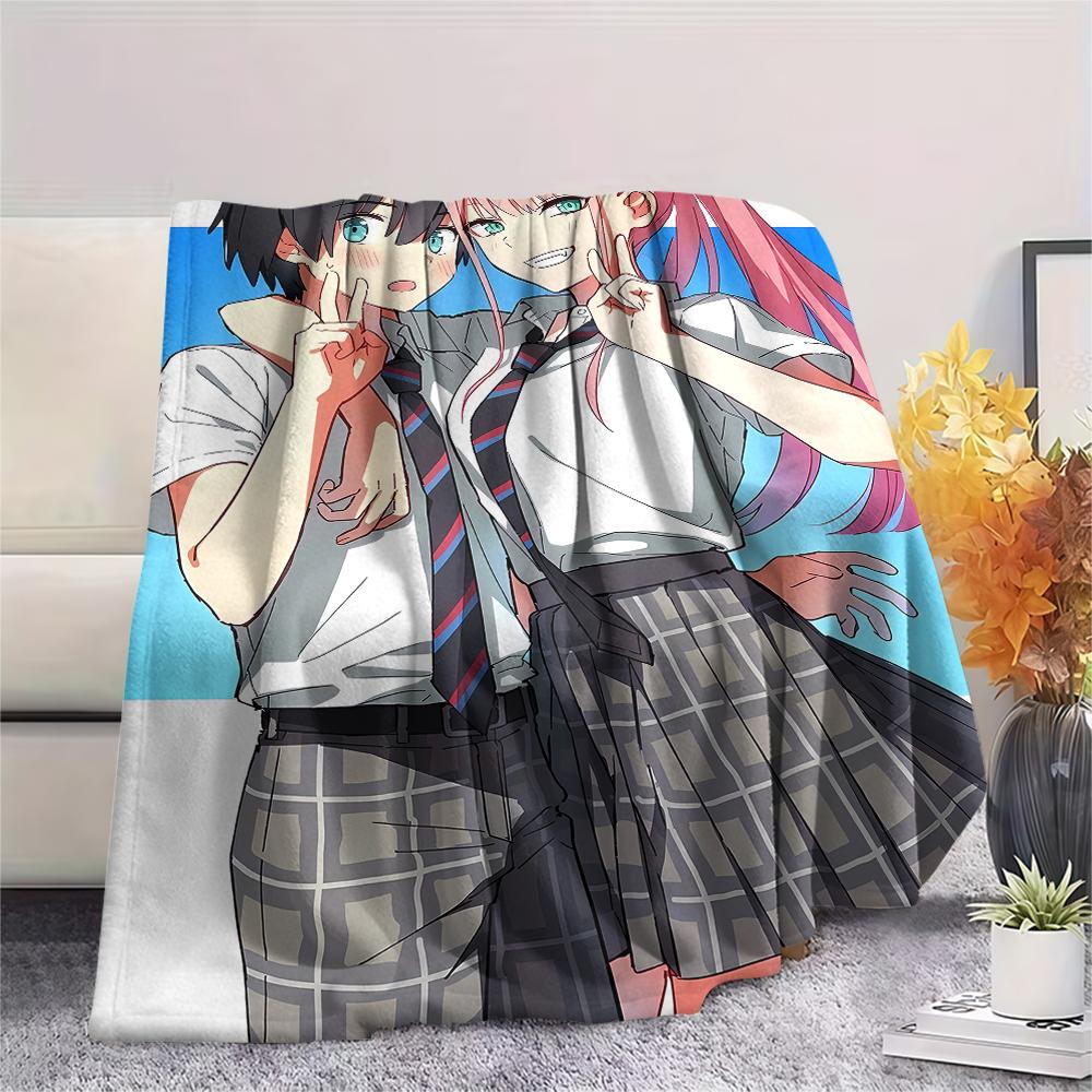 1PC DARLING In the FRANXX Zero Two Print Flannel Blanket, High Quality All Seasons, Home Decor, Warmth and Comfort, Perfect for Christmas Gifts