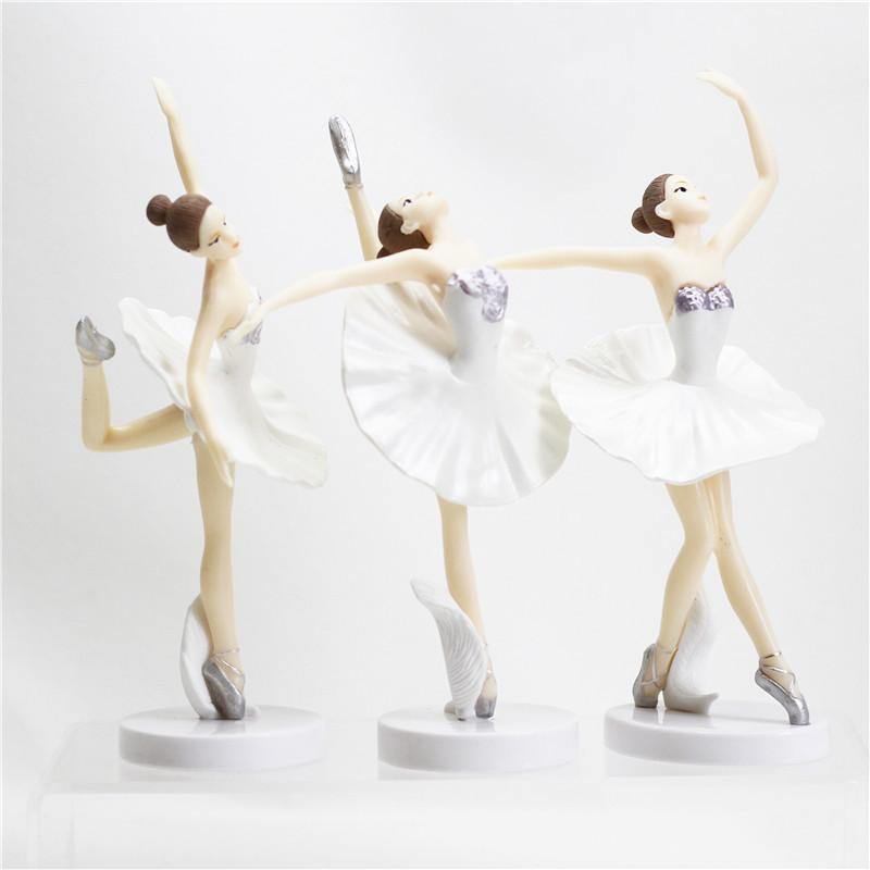 3 buc Statuie Balerina Ornament de birou Figurine Fata Dansatoare Artizanat Decor pentru casa Tort Aniversare Decoratie Printesa