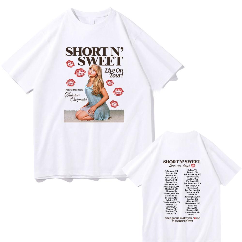 Sabrina Carpenter Short Sweet Album T-Shirt Herren/Damen Kleidung Harajuku Vintage Unisex Baumwolle Grafik T-Shirts Kleidung