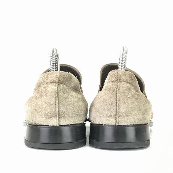 TOD'S Suede Leather Tassel Loafers Mackay Construction Men's 25.0 Beige Slip-On(USED)