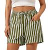 Women's Casual Striped Shorts with Elastic Waist and Drawstring Pockets Lightweight Comfortable Summer Bottoms