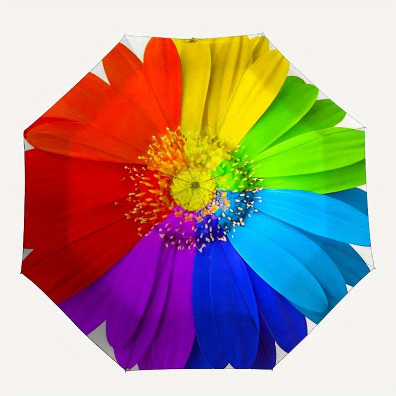 

1pc Rainbow Flower Automatic Open/Close Umbrella, Portable Folding umbrella for Everyday Use y250826068