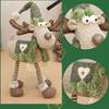 Christmas Reindeer Plush Toy with Retractable Legs Handmade Long-Legged Cartoon Elk Plush Doll Xmas Holiday Party Decoration Ornament