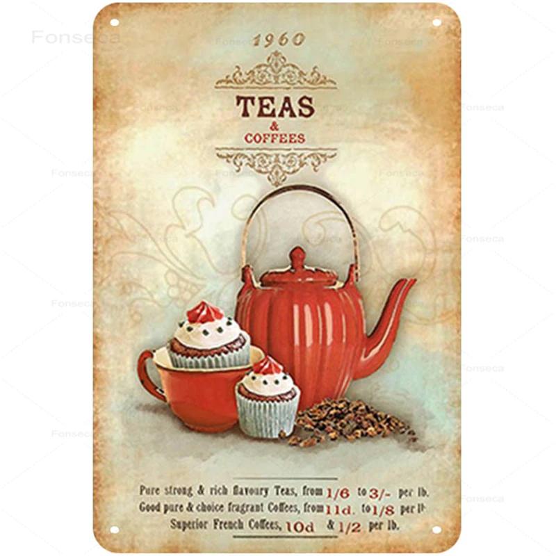 Segni Metallici Vintage Caffè Dessert Arte da Parete Minimalista Moderna Casa Cucina Targhe di Latta Ristorante Caffetteria Decorazione 20X30Cm