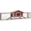 VidaXL Red Rabbit Hutch 310x70x87 Cm Solid Pine and Fir