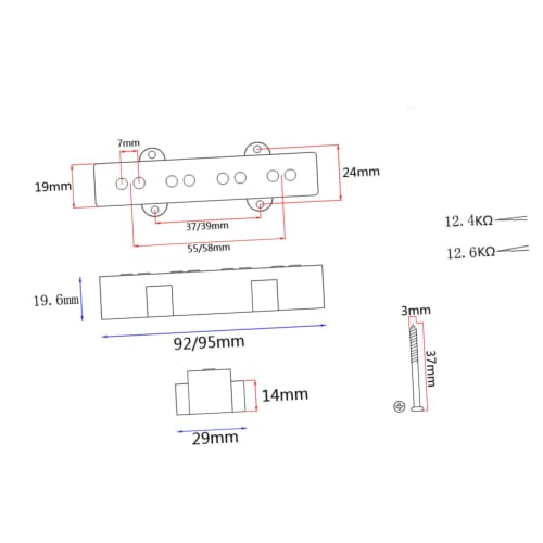 ABOOFAN Alnico V Bass Pickup Set for 4-String Woodgrain Neck and Bridge Electric Guitar, Each Pickup Pre-Wax Potted, Mounting Screws Included