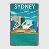 Tourist Attraction Sydney Australia Travel Art Poster Wall Art Metal Painting Vintage Garden Tin Sign Home Decor Room Decoration