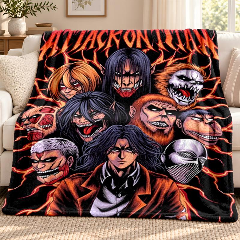 Attack On Titan Blanket Flannel Blanket Soft Cozy Plush Throw for Sofa Bed Lightweight Home Decoration Outdoor Camping