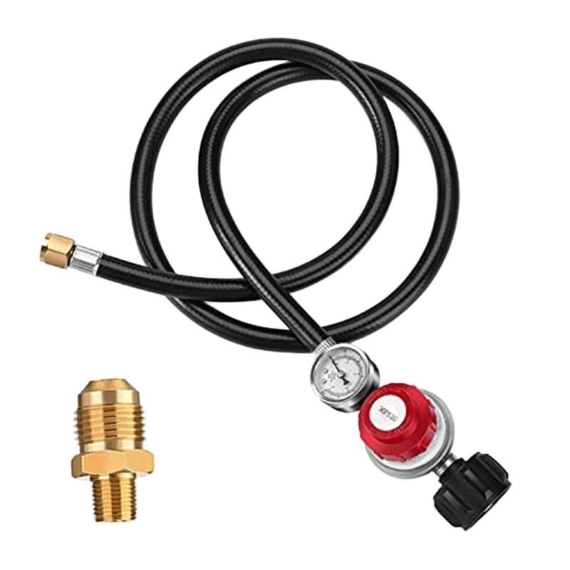 Adjustable 0-30 PSI Propane Regulator Wi 4FT Hose Gauge For Grills For QCC1 For 58in-18 UNF Outlet Connection For Cooking Burner