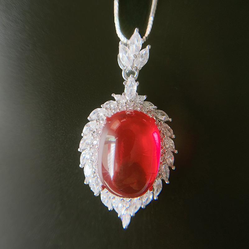 Jewelry Ice Seed Fluorescent Corundum Pendant Ring Stud Earrings Geometric Bare Body Jade Pendant Set