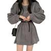 Herbst-Neuheiten Kaltes Mädchen-Stil Damenbekleidung Britischer Stil Reiner Wunsch Französischer Stil Design Lässiges Beflocktes Cord-Kleid