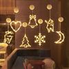 Weihnachts-LED-Licht Schneeflocke Weihnachtsmann zum Aufhängen Batteriebetrieben Fensterornamente Dekoration für Zuhause Weihnachten Navidad Neujahr Dekoration
