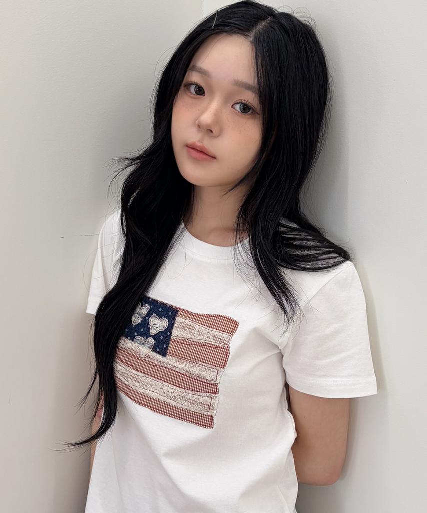 Loginaenloji Usa Banner Lace Patch T-Shirt White