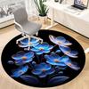 1pc Glowing Blue Flowers Chair Carpet for Office, Round Non-Slip Durable Large Size Office Carpet, Suitable for Office, Beautiful Decoration