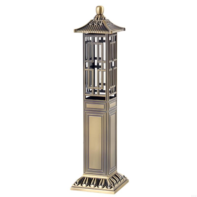 Chinese Pavilion Vertical Incenses Burners Copper Alloy Hollow Censers For Home Decoration And Meditations Space B03E