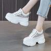 Fashion 8cm Air Mesh Genuine Leather Comfy Hollow Women Chunky Sneaker Ankle Boots Summer Platform Wedge Flats Breathable Shoes