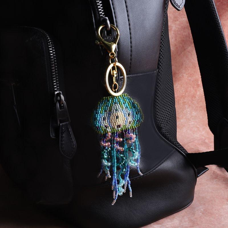 Jellyfish Tassel Keychain, Cute Bag Decorative Pendant, Creative Handcrafted Beaded Keychain