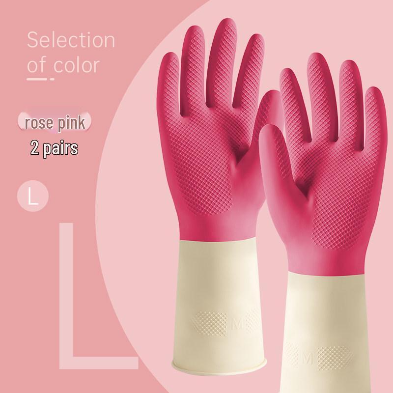 Women's Waterproof Rubber Gloves for Dishwashing, Pot Scrubbing, Vegetable & Clothes Washing, and Home Cleaning.