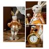 Easter Bunny Clock Decor Resin Rabbit Figurine with Top Hat And Pocket Watch Spring Vintage Bunny Statue for Desk Shelf Home Decor