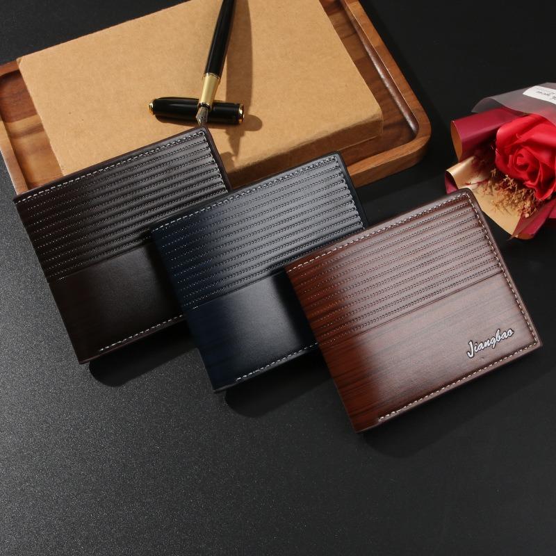 Men's Wallet Retro Printed Strip Short Zipper Bag Promotional Thin Change Bag