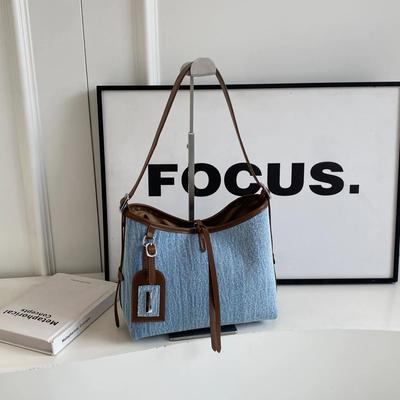 Bolsa balde jeans de alta qualidade para mulheres, nova tendência da moda, bolsa de ombro