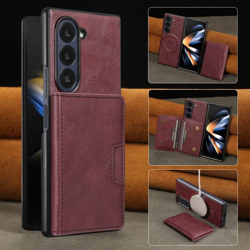 MagSafe Kabelloses Laden Leder Geldbörse Handyhülle Für Samsung Galaxy Z Fold 7 6 5 4 3 Fold7 Fold6 Fold5 Flip Geldbörse Kartenhülle