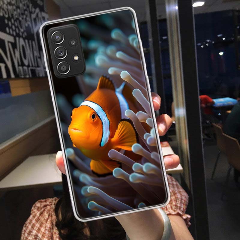 Clownfish and Sea Anemone Phone Case for Samsung A54 A57 A37 A17 A14 A15 A12 A24 A34 A55 A35 A25 A52S A07 A05S A04S A22 A32 A72