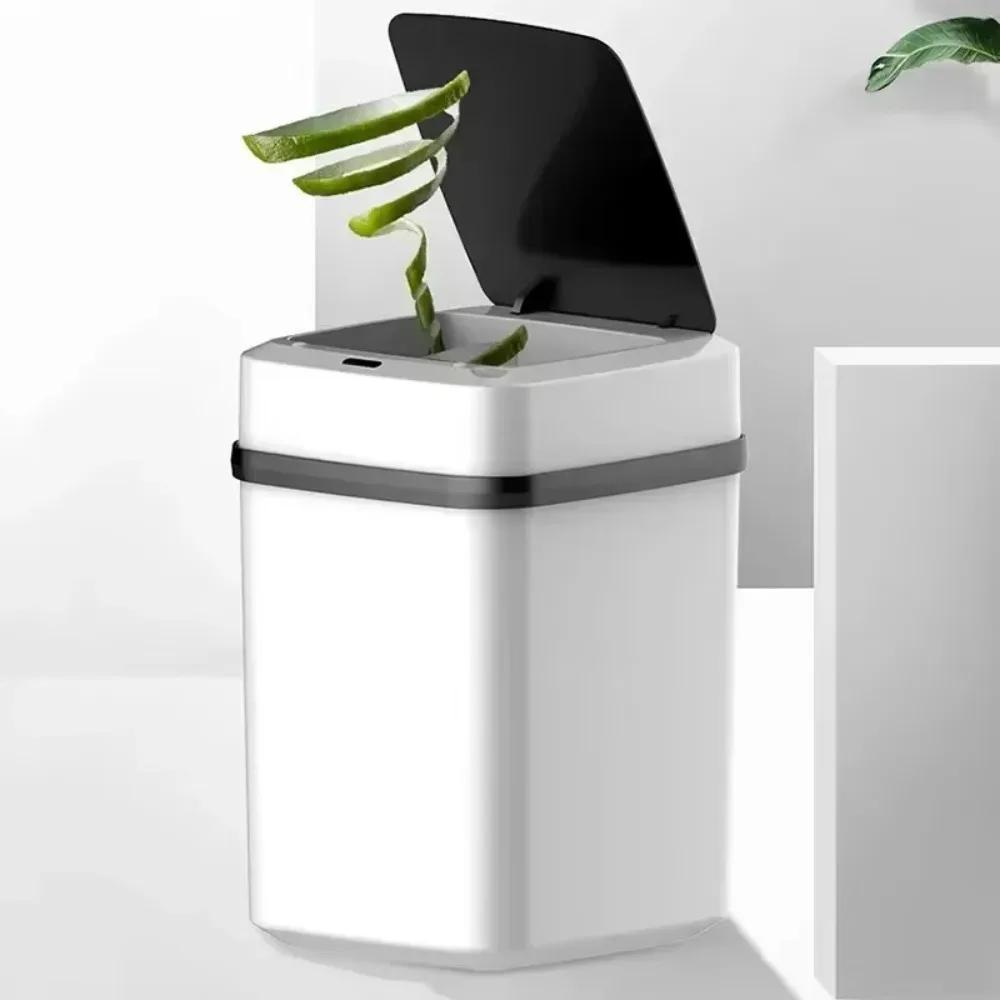 13L Household Kitchen Living Room Bathroom Intelligent Sensor Touchless Open Lid Trash Can