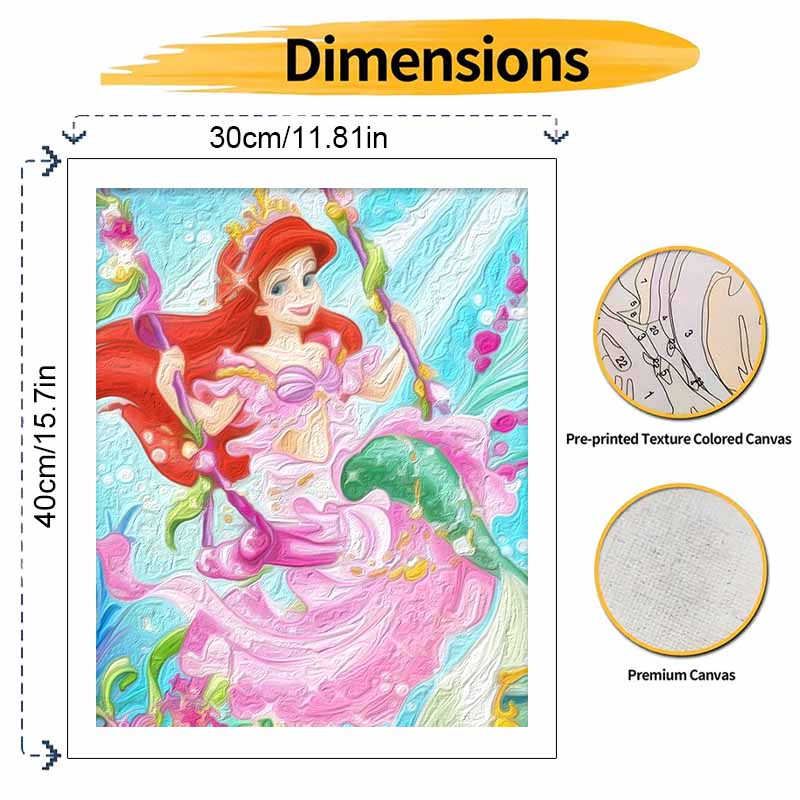 Disney Ariel oil painting kit digital painting art handmade diy home room decorations