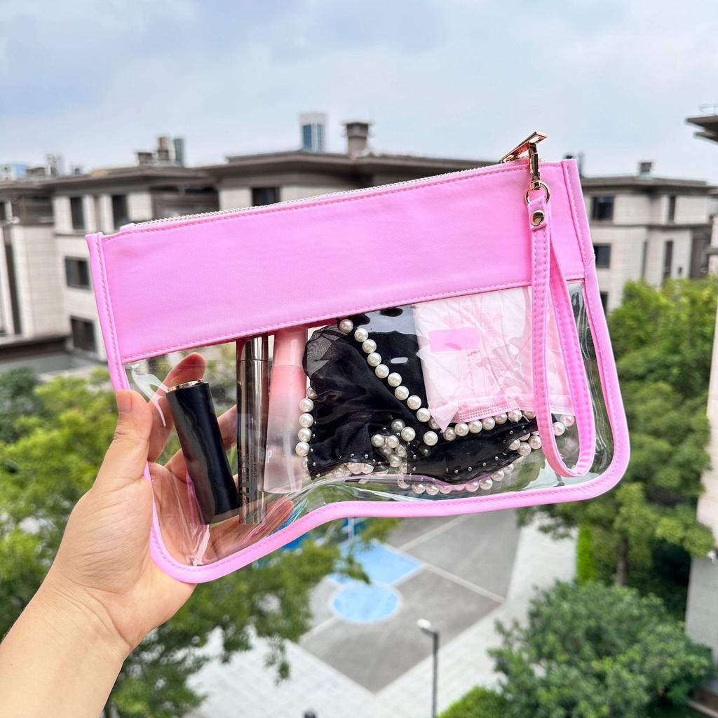 Transparente wasserdichte Reise-Kosmetik- und Snacktasche aus PVC - Großes Fassungsvermögen