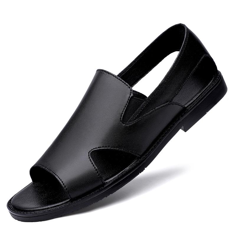 Men's Cowhide Leather Roman Sandals - New Casual Outdoor Summer Shoes with Soft Non-Slip Soles