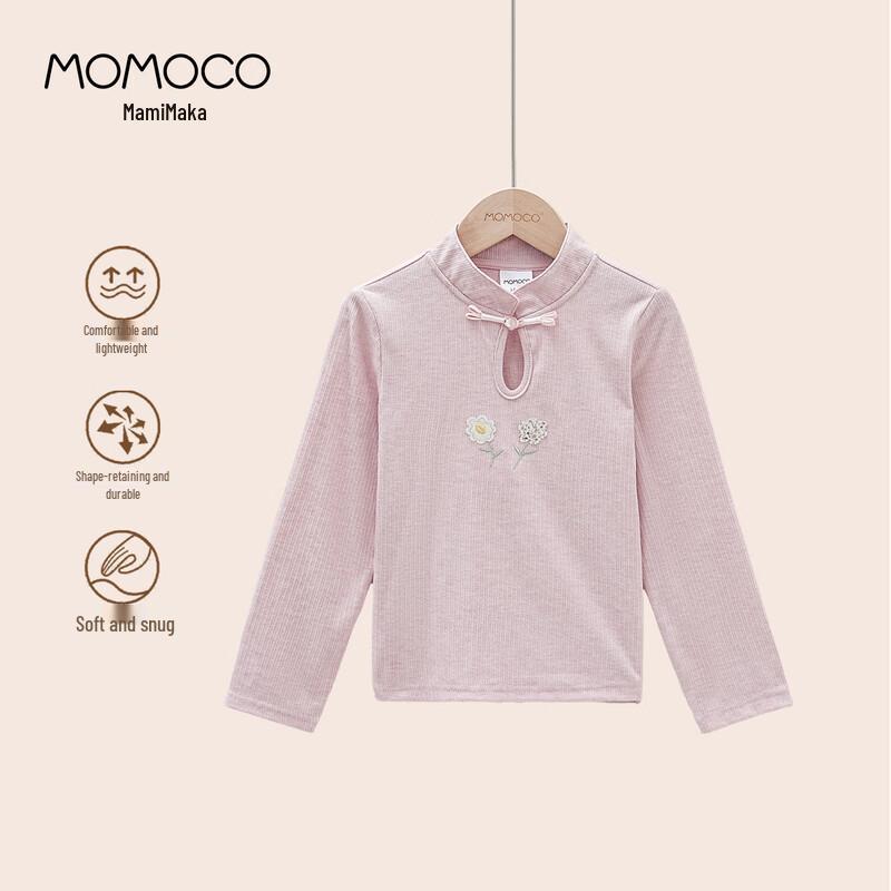 MOMOCO Girls  Pink Korean New Chinese Style Long-Sleeve T-Shirt 130