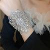 Delicate multi-strand sparkling flower bracelet, elegant Korean style for wedding party daily wear